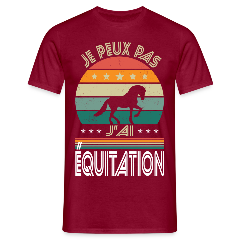 T-shirt Homme - Je peux pas j'ai Équitation - rouge brique