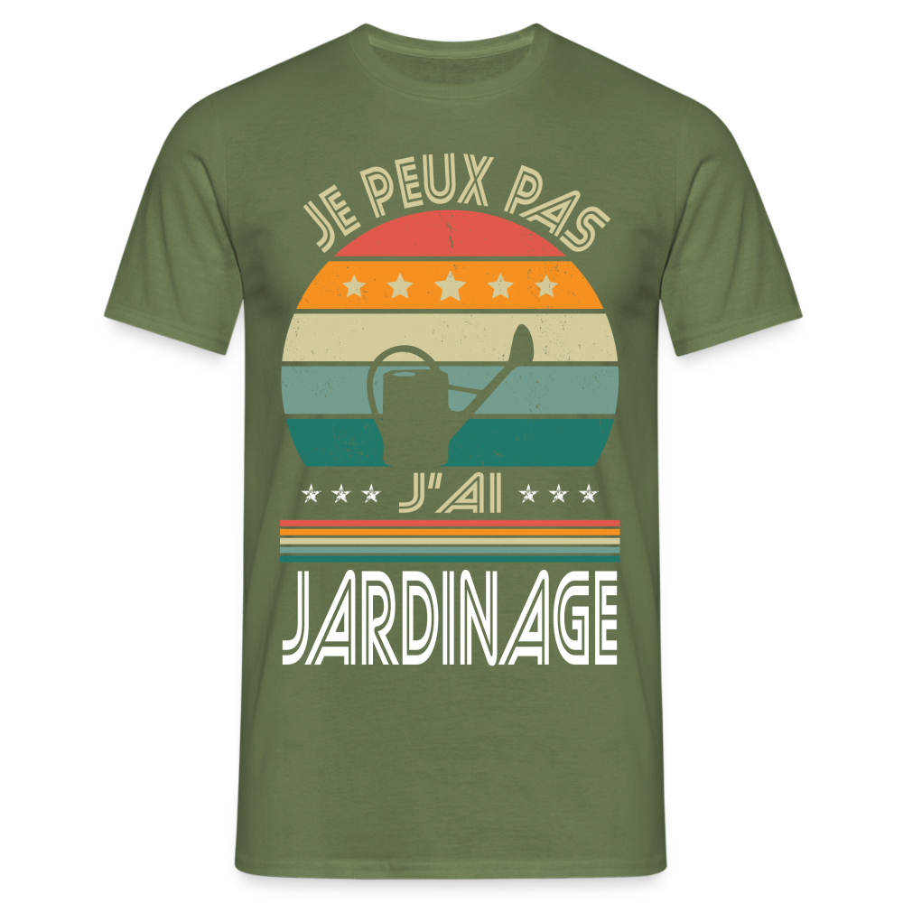 T-shirt Homme - Je peux pas j'ai Jardinage - vert militaire