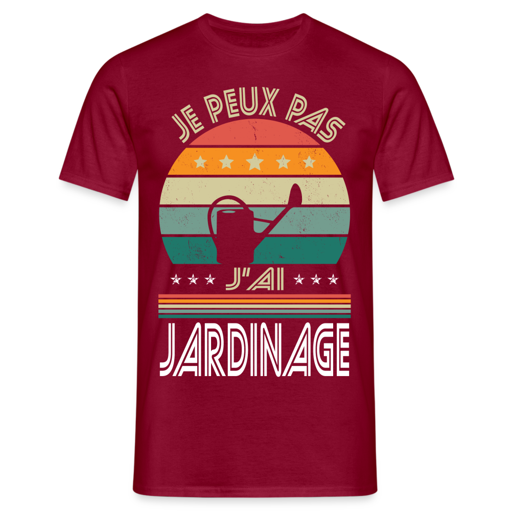 T-shirt Homme - Je peux pas j'ai Jardinage - rouge brique