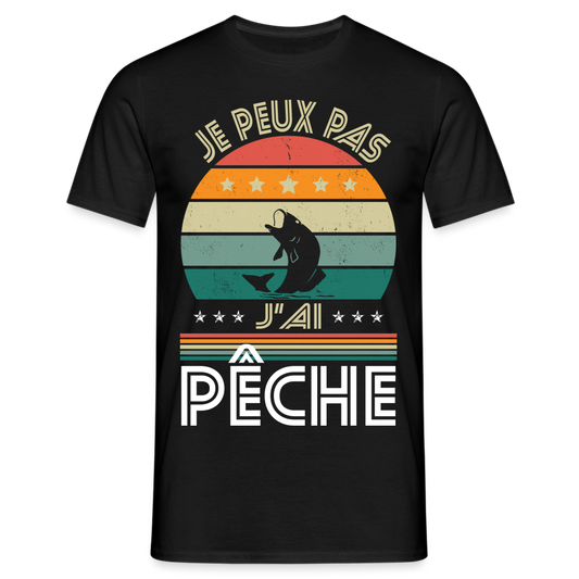 T-shirt Homme - Je peux pas j'ai Pêche - noir