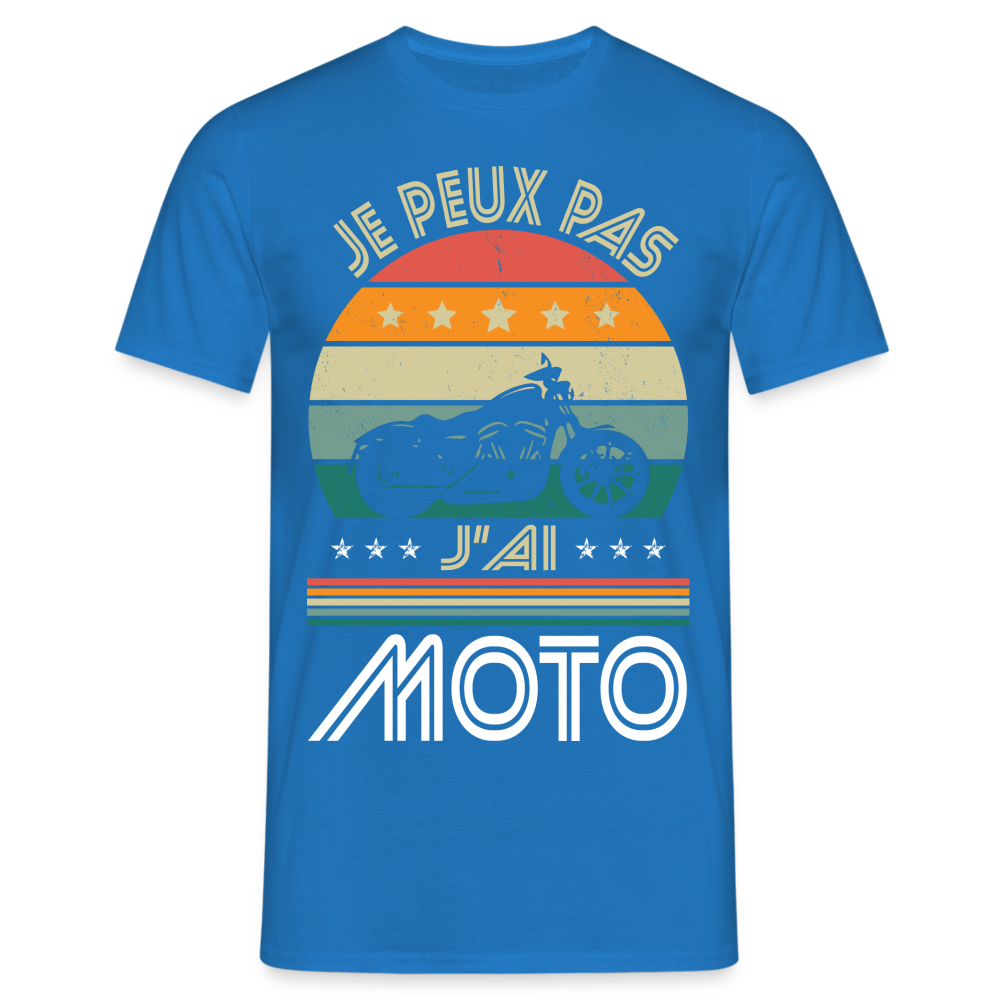 T-shirt Homme - Je peux pas j'ai Moto - bleu royal