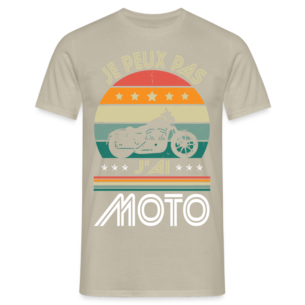 T-shirt Homme - Je peux pas j'ai Moto - beige sable