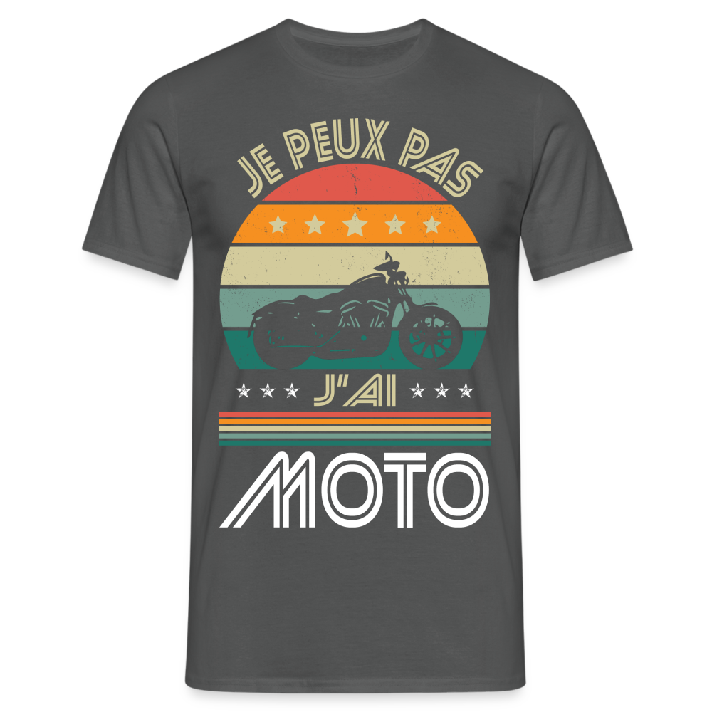 T-shirt Homme - Je peux pas j'ai Moto - charbon