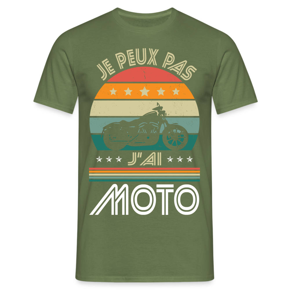 T-shirt Homme - Je peux pas j'ai Moto - vert militaire