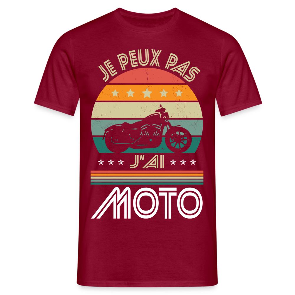 T-shirt Homme - Je peux pas j'ai Moto - rouge brique