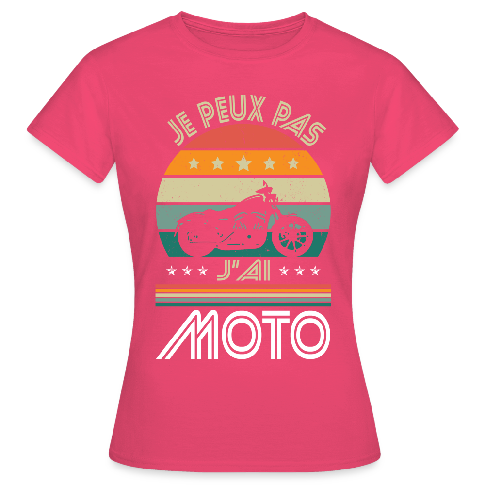 T-shirt Femme - Je peux pas j'ai Moto - rose azalée