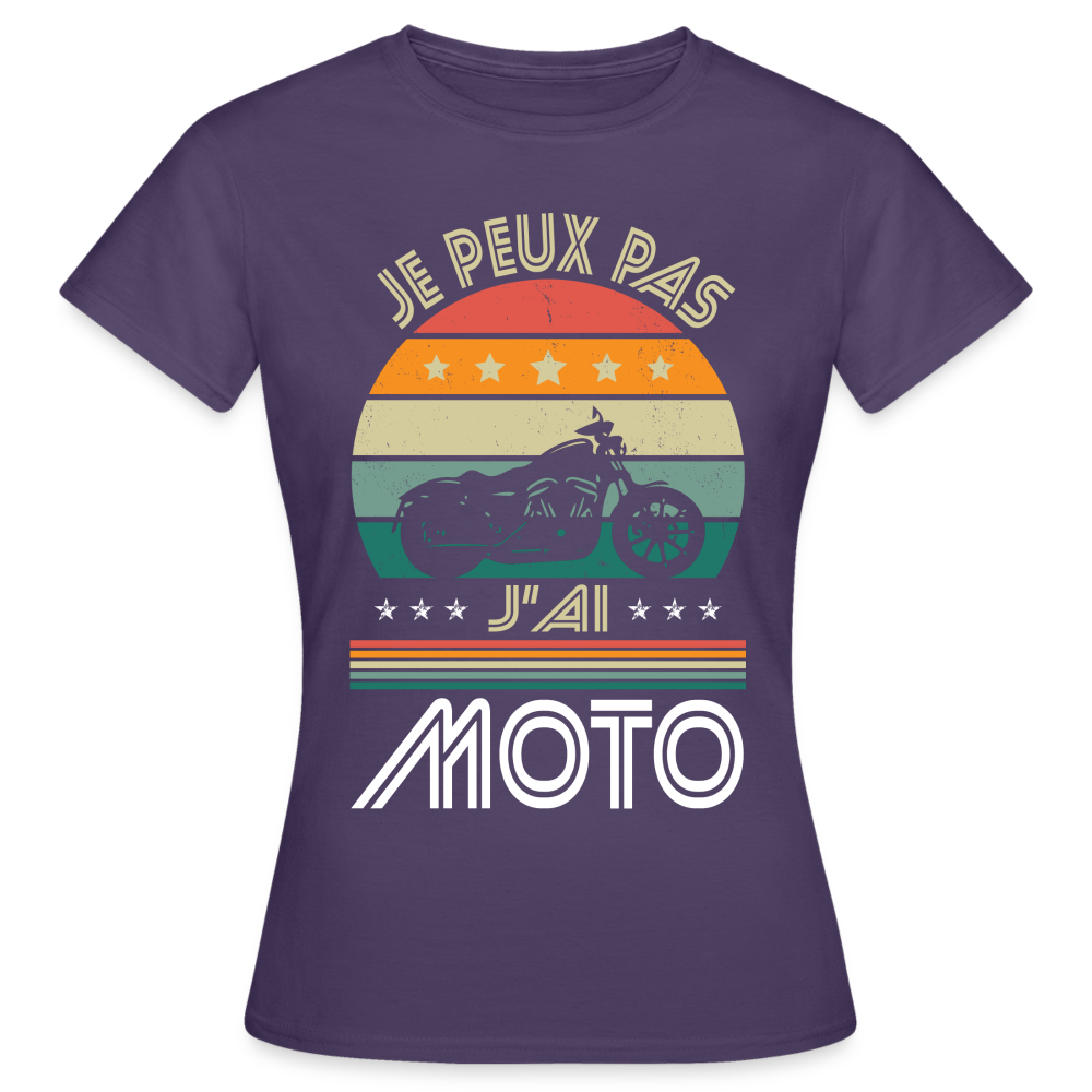 T-shirt Femme - Je peux pas j'ai Moto - violet foncé