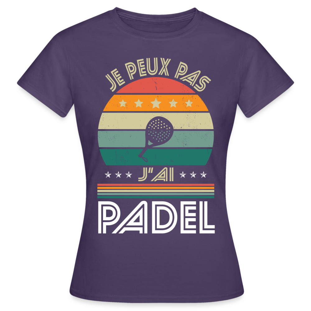 T-shirt Femme - Je peux pas j'ai Padel - violet foncé