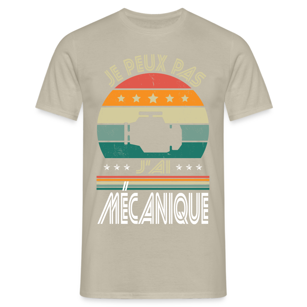 T-shirt Homme - Je peux pas j'ai Mécanique - beige sable