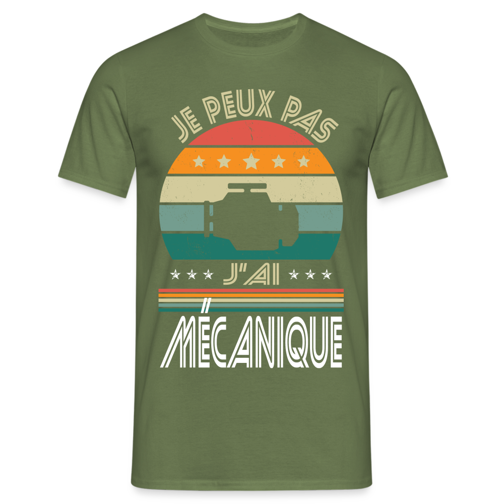 T-shirt Homme - Je peux pas j'ai Mécanique - vert militaire