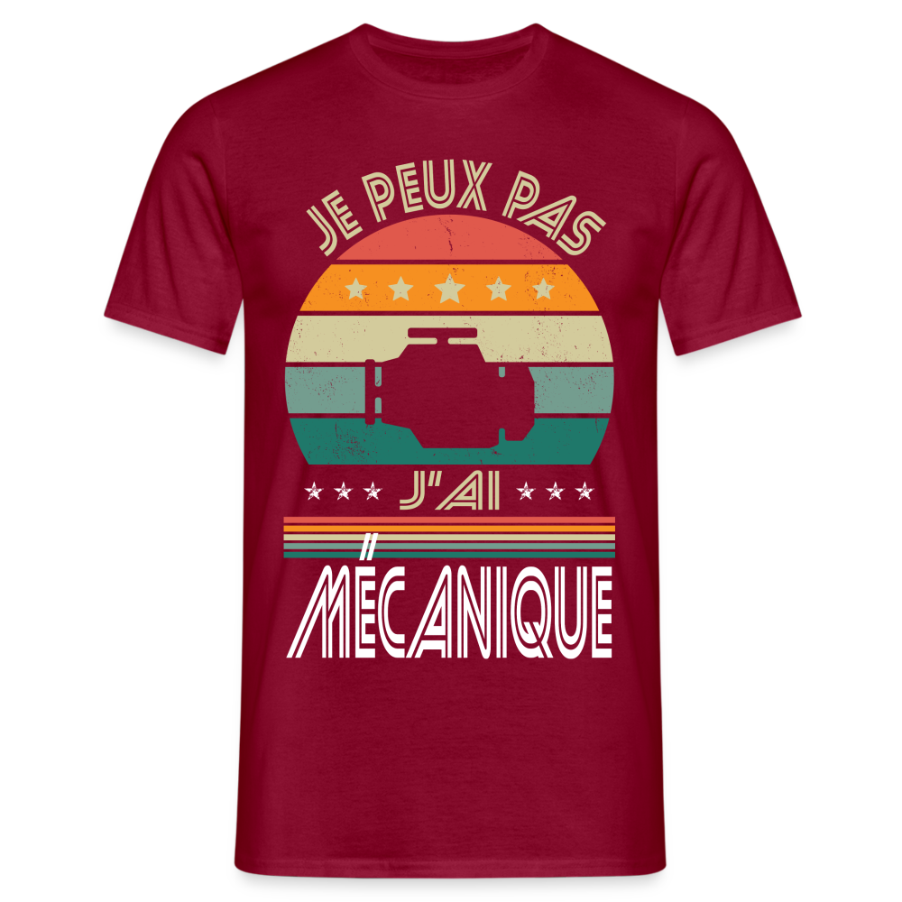 T-shirt Homme - Je peux pas j'ai Mécanique - rouge brique