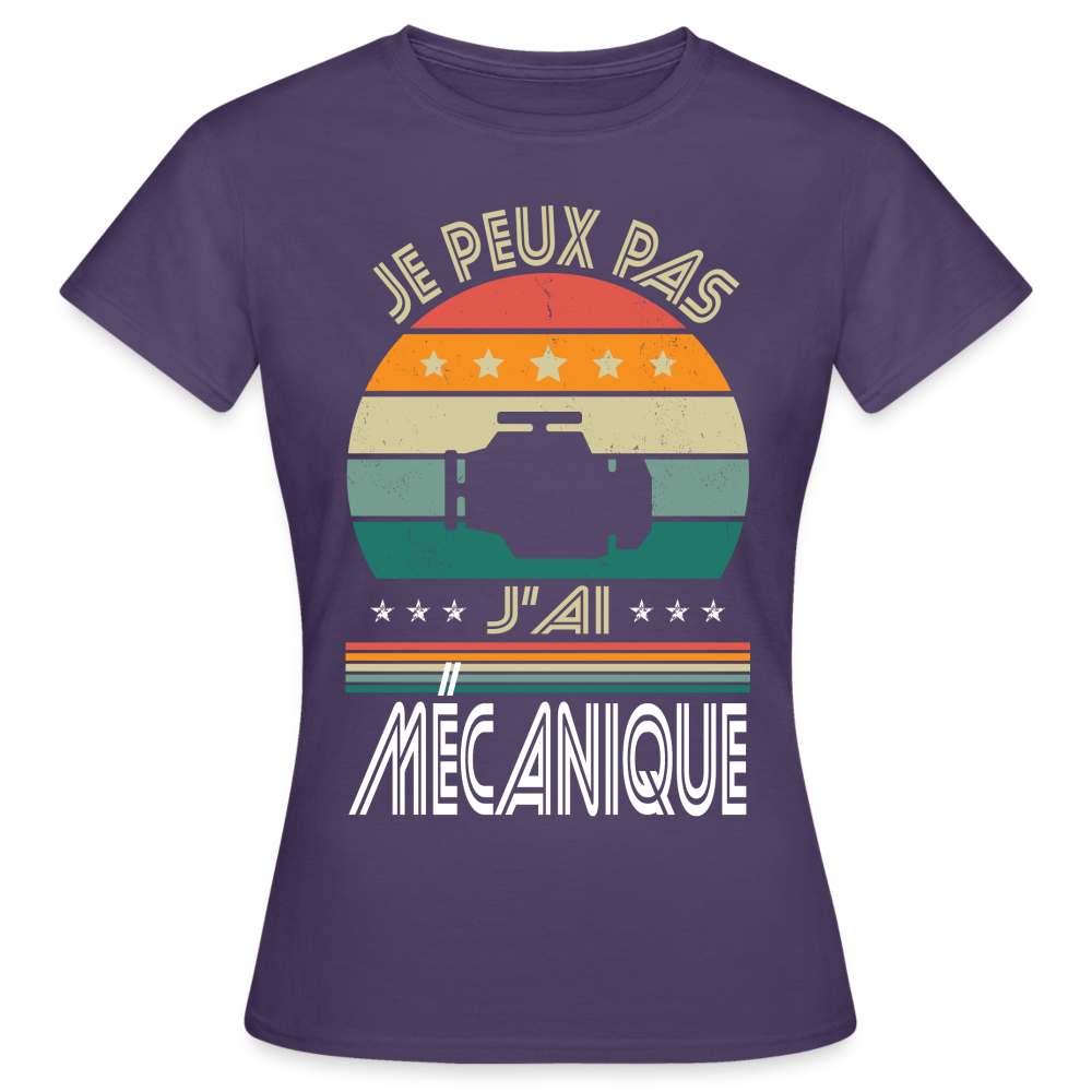 T-shirt Femme - Je peux pas j'ai Mécanique - violet foncé