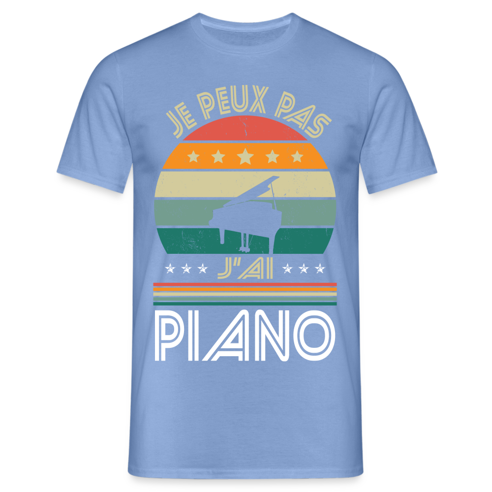 T-shirt Homme - Je peux pas j'ai Piano - carolina blue