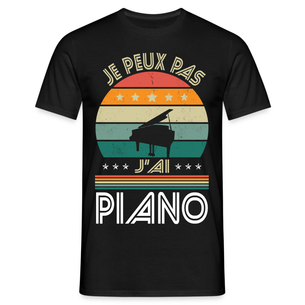 T-shirt Homme - Je peux pas j'ai Piano - noir