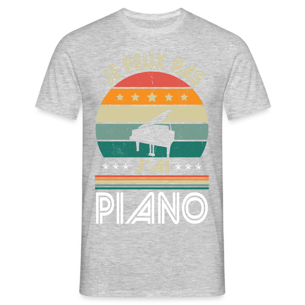 T-shirt Homme - Je peux pas j'ai Piano - gris chiné