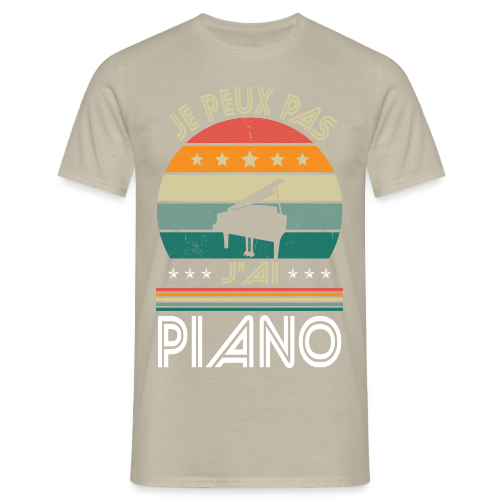 T-shirt Homme - Je peux pas j'ai Piano - beige sable