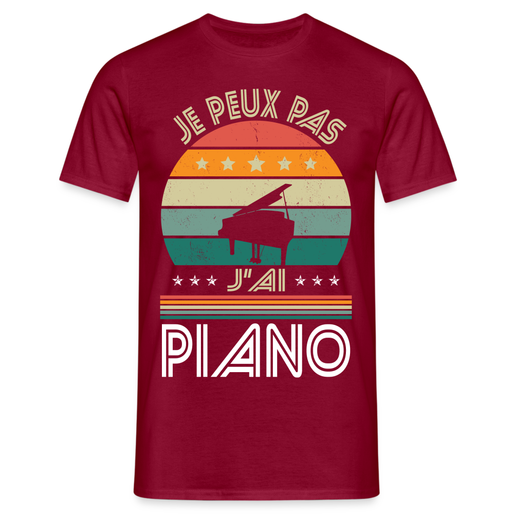 T-shirt Homme - Je peux pas j'ai Piano - rouge brique