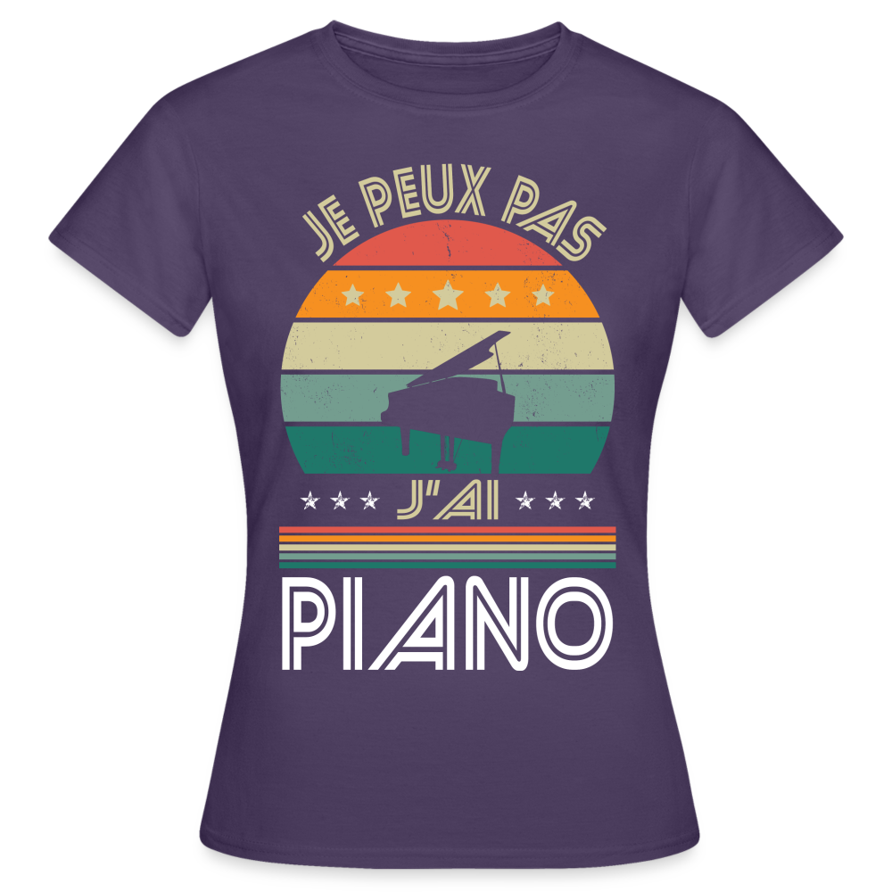 T-shirt Femme - Je peux pas j'ai Piano - violet foncé