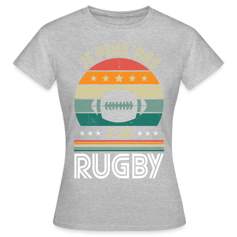 T-shirt Femme - Je peux pas j'ai Rugby - gris chiné