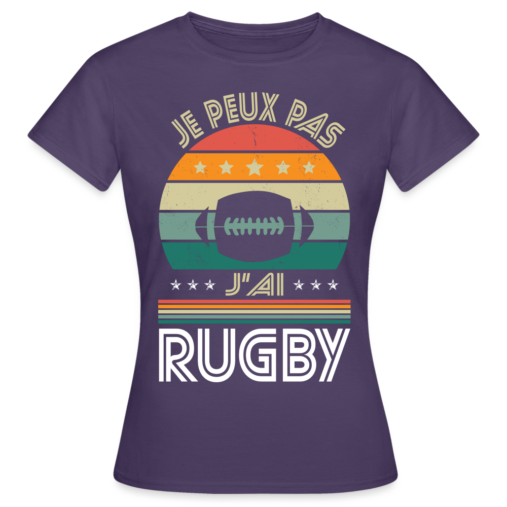 T-shirt Femme - Je peux pas j'ai Rugby - violet foncé