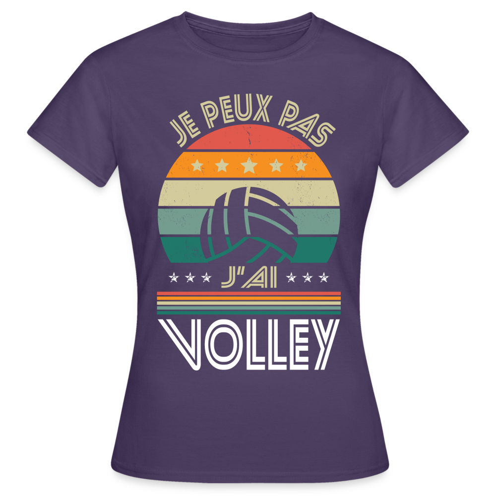 T-shirt Femme - Je peux pas j'ai Volley - violet foncé