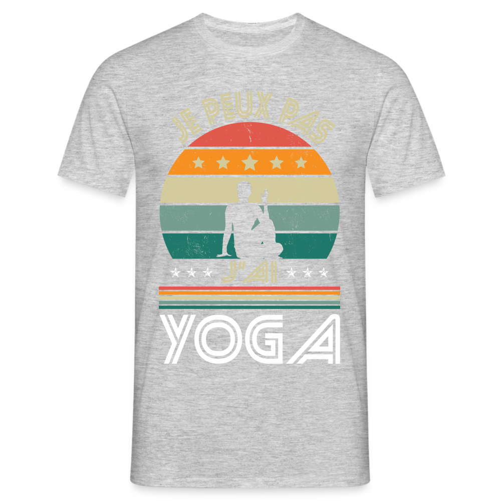 T-shirt Homme - Je peux pas j'ai Yoga - gris chiné