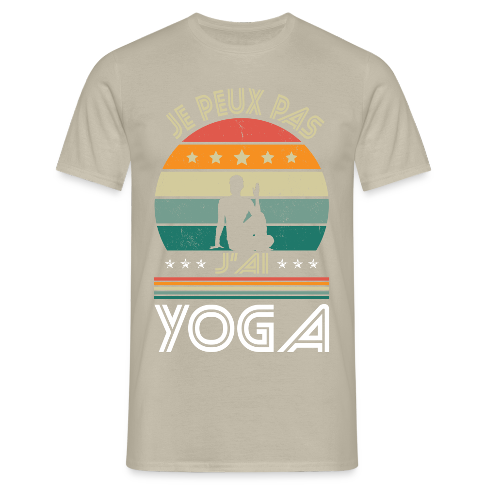 T-shirt Homme - Je peux pas j'ai Yoga - beige sable