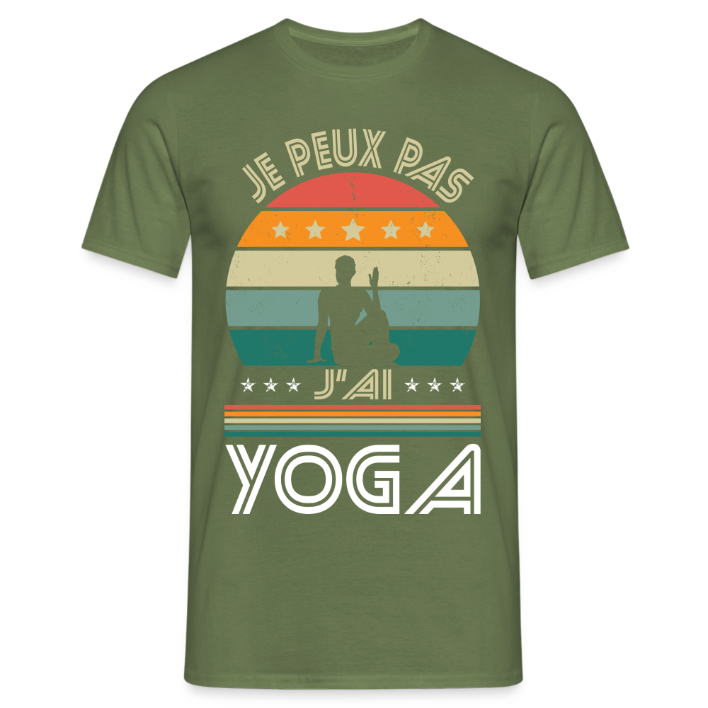 T-shirt Homme - Je peux pas j'ai Yoga - vert militaire