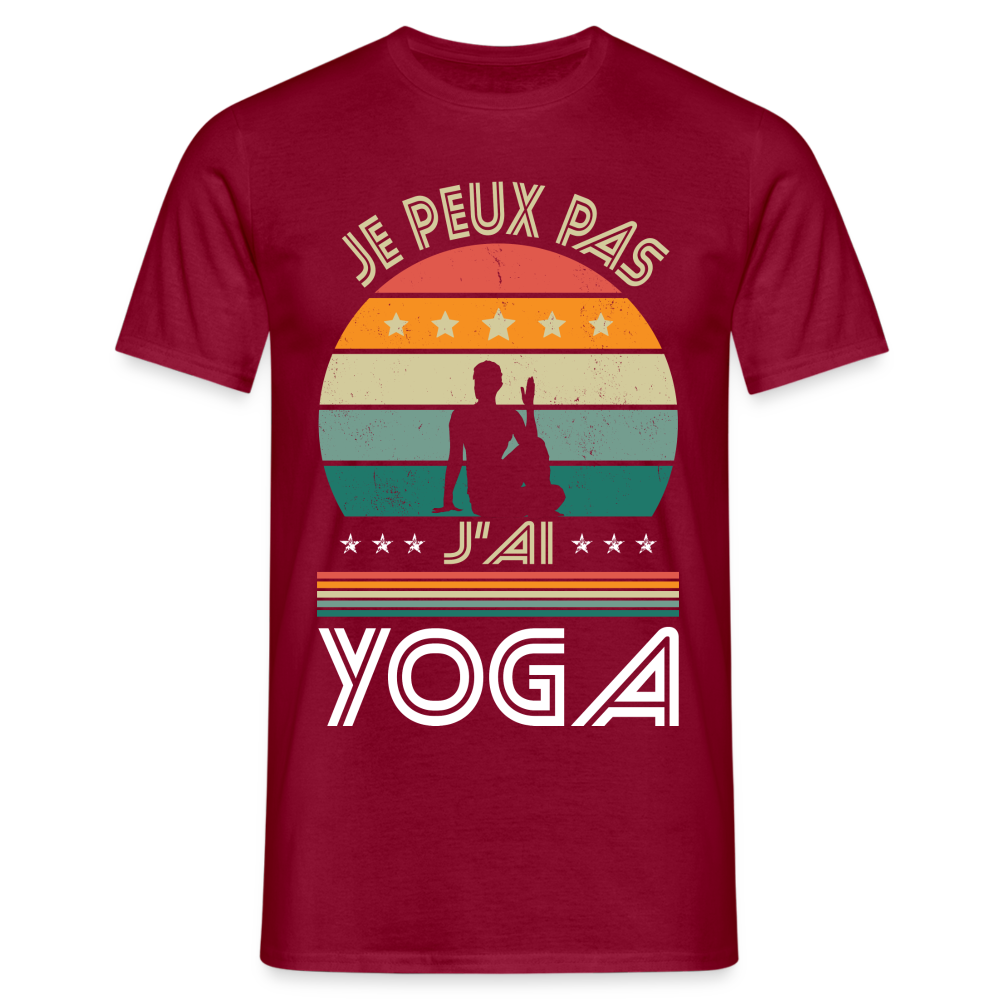 T-shirt Homme - Je peux pas j'ai Yoga - rouge brique