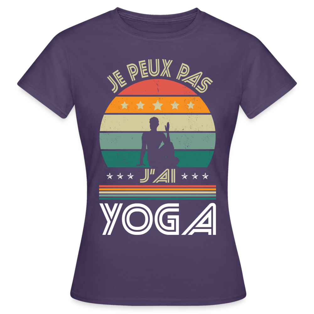 T-shirt Femme - Je peux pas j'ai Yoga - violet foncé