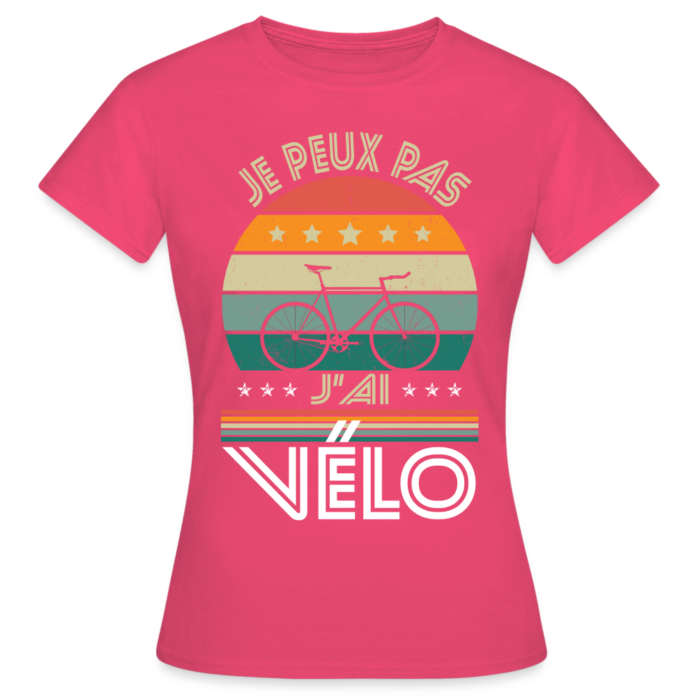 T-shirt Femme - Je peux pas j'ai Vélo - rose azalée