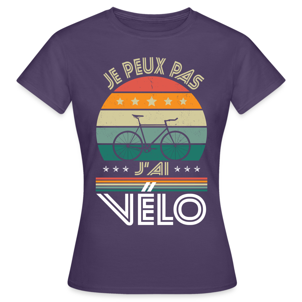 T-shirt Femme - Je peux pas j'ai Vélo - violet foncé