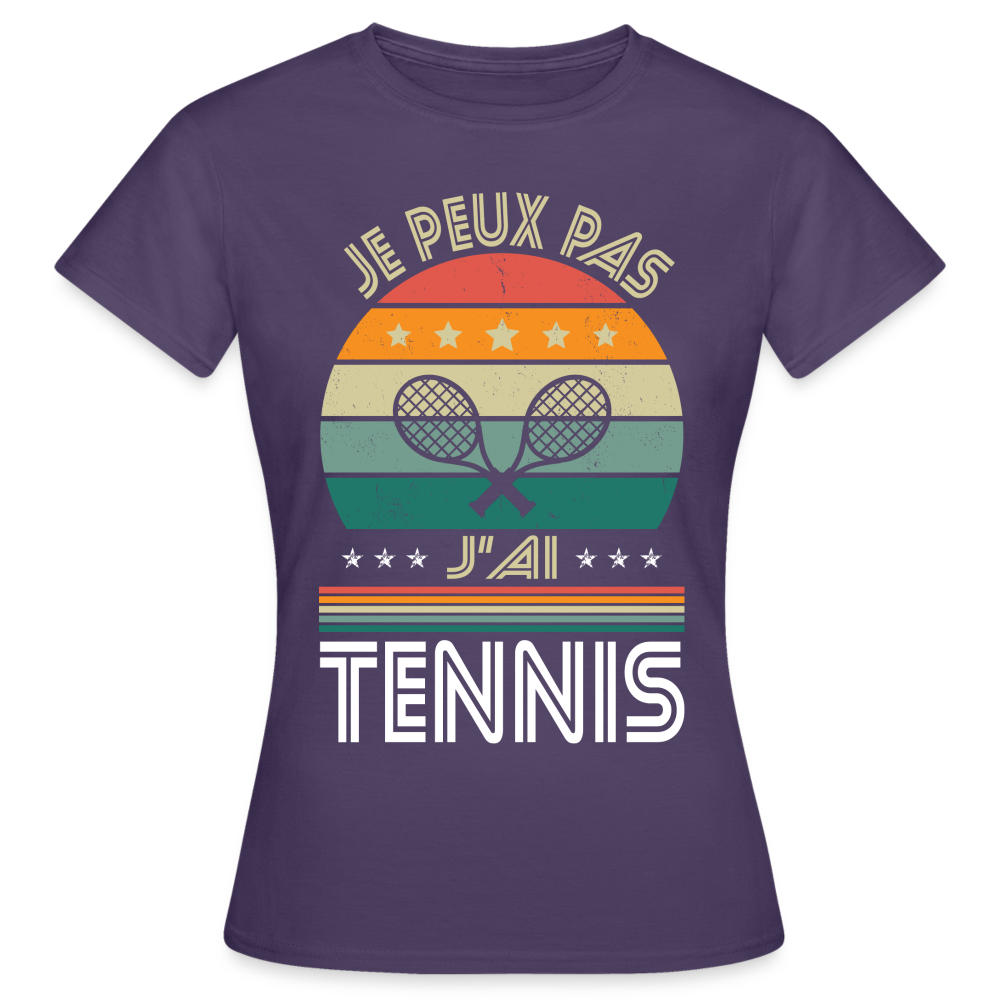 T-shirt Femme - Je peux pas j'ai Tennis - violet foncé