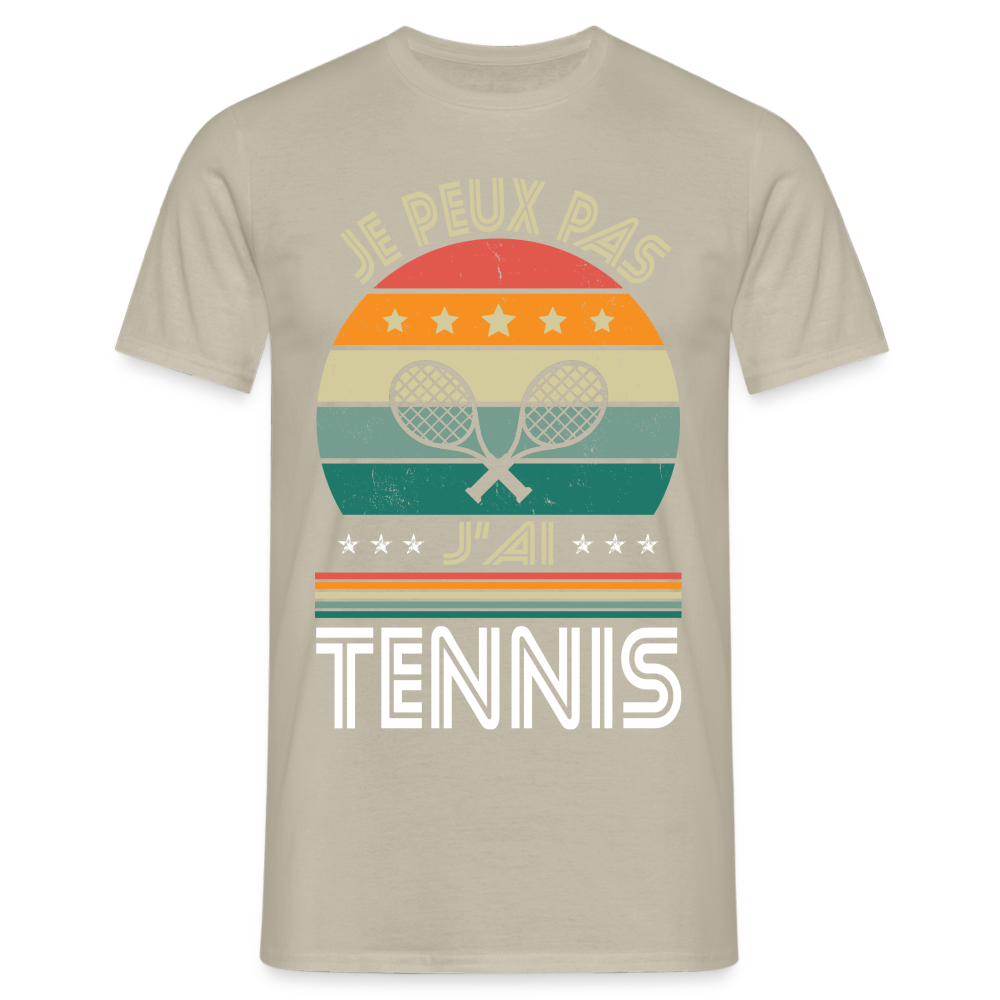 T-shirt Homme - Je peux pas j'ai Tennis - beige sable