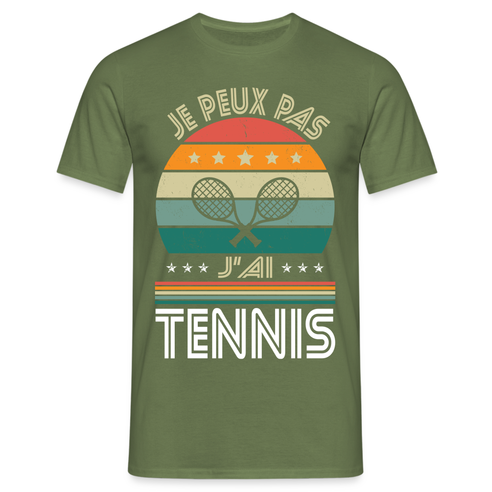 T-shirt Homme - Je peux pas j'ai Tennis - vert militaire