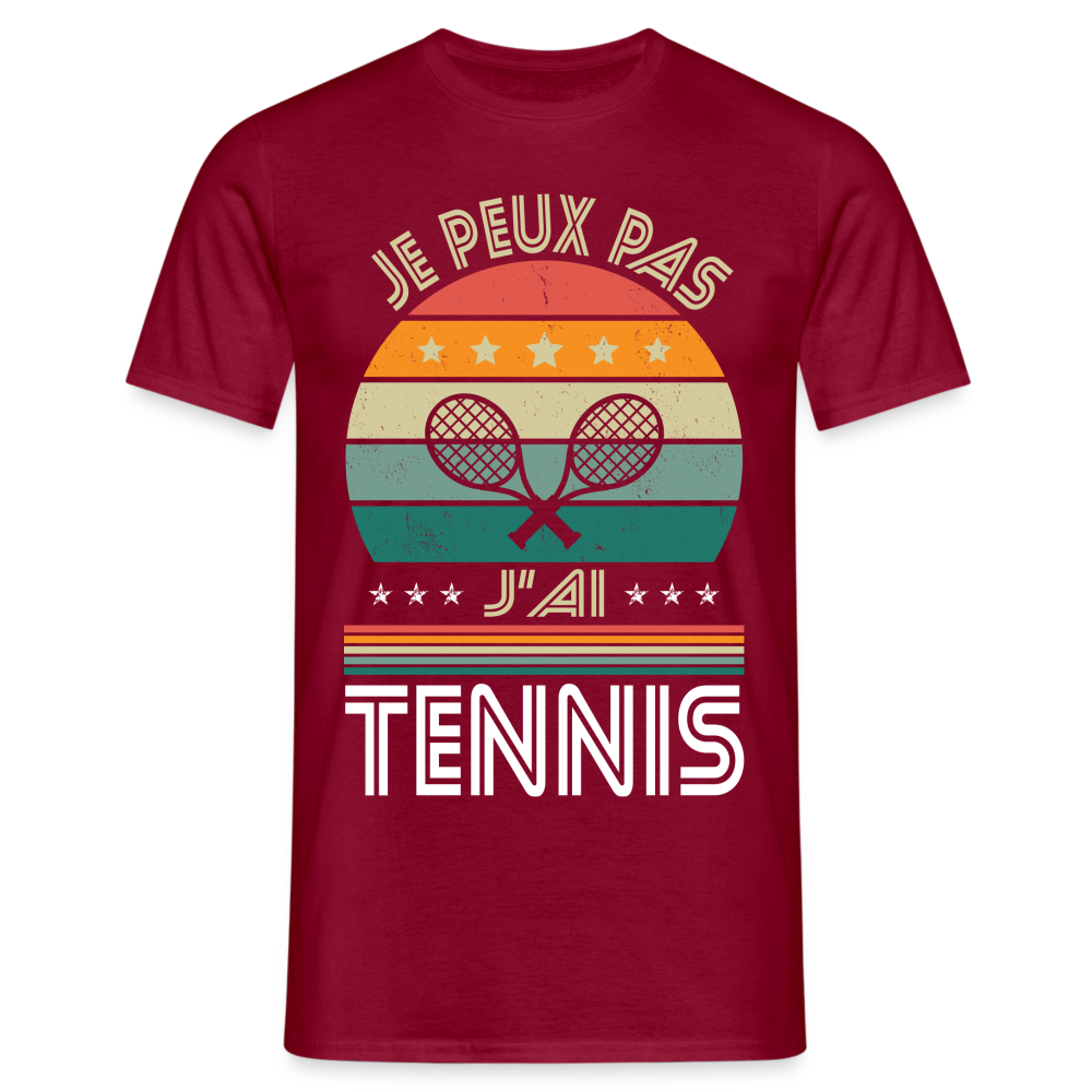 T-shirt Homme - Je peux pas j'ai Tennis - rouge brique