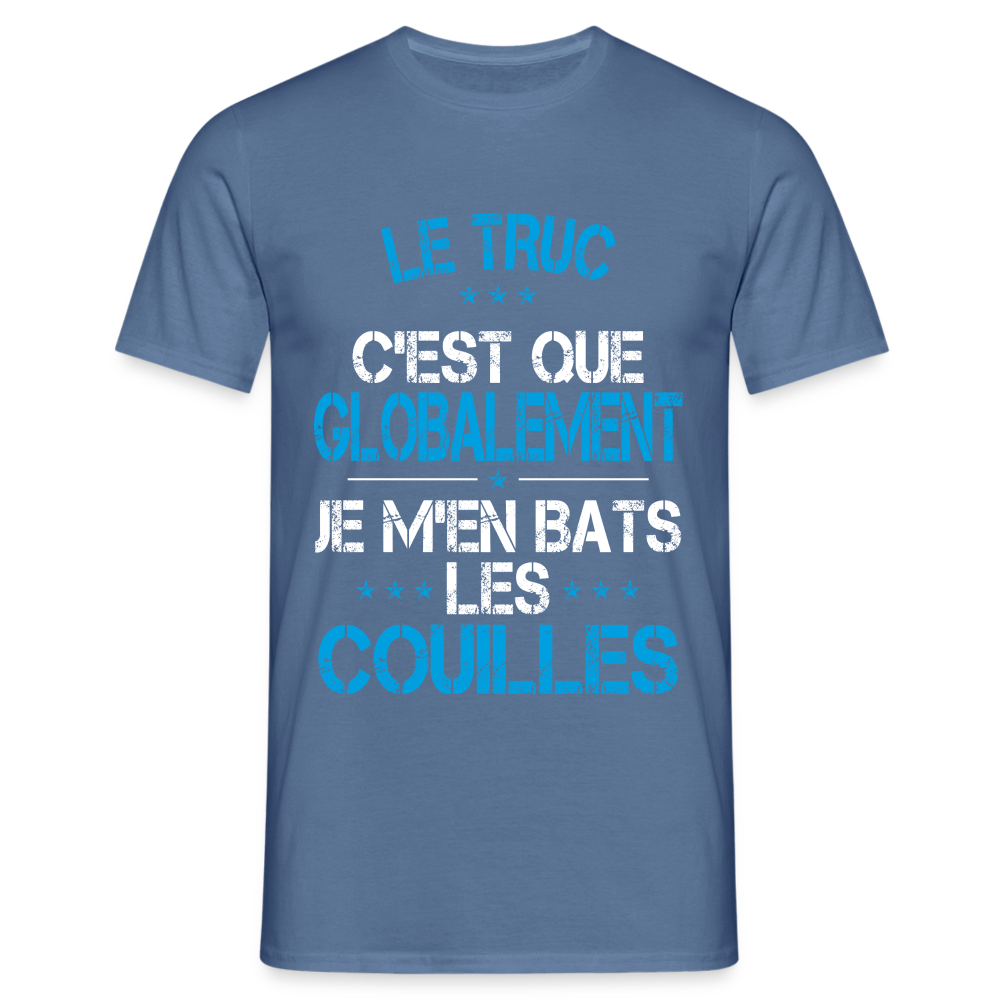 T-shirt Homme - Je m'en bats les couilles - bleu pigeon 