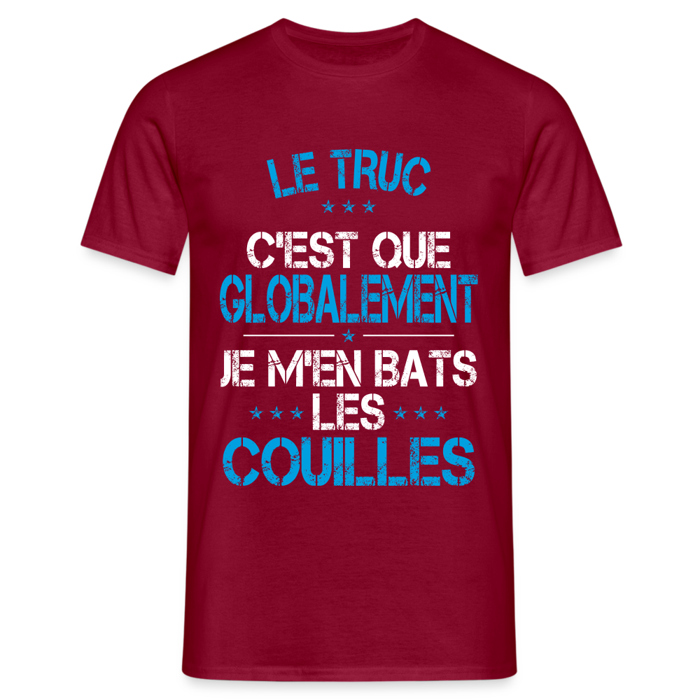 T-shirt Homme - Je m'en bats les couilles - rouge brique