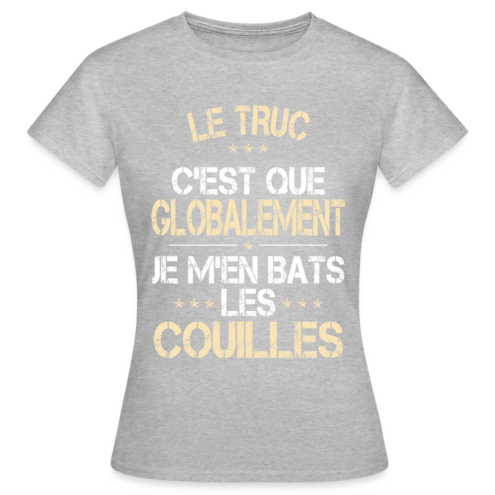 T-shirt Femme - Je m'en bats les couilles - gris chiné