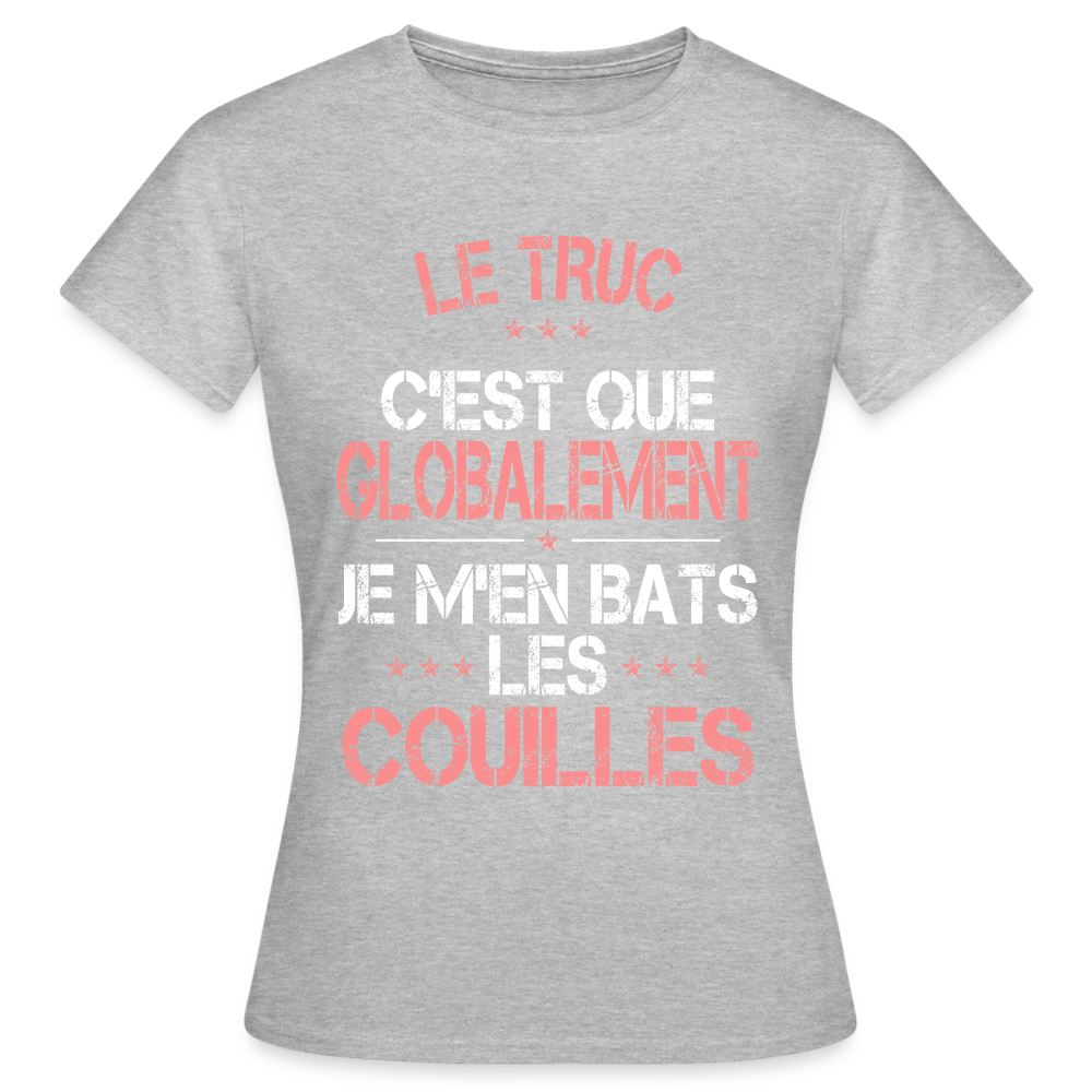 T-shirt Femme - Je m'en bats les couilles - gris chiné