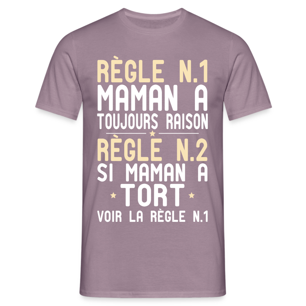 T-shirt Homme - Maman a toujours raison - mauve gris 