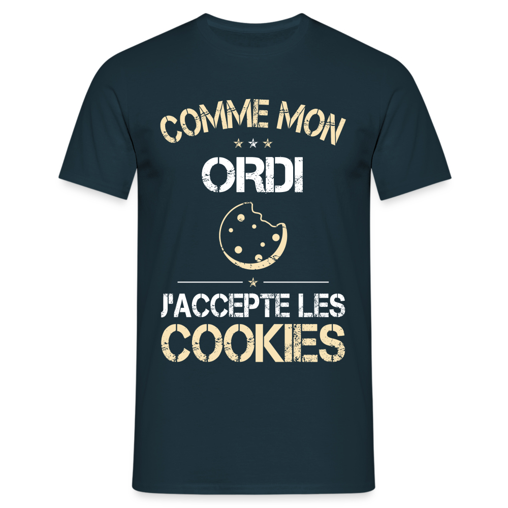 T-shirt Homme - Comme mon ordi j'accepte les cookies - marine