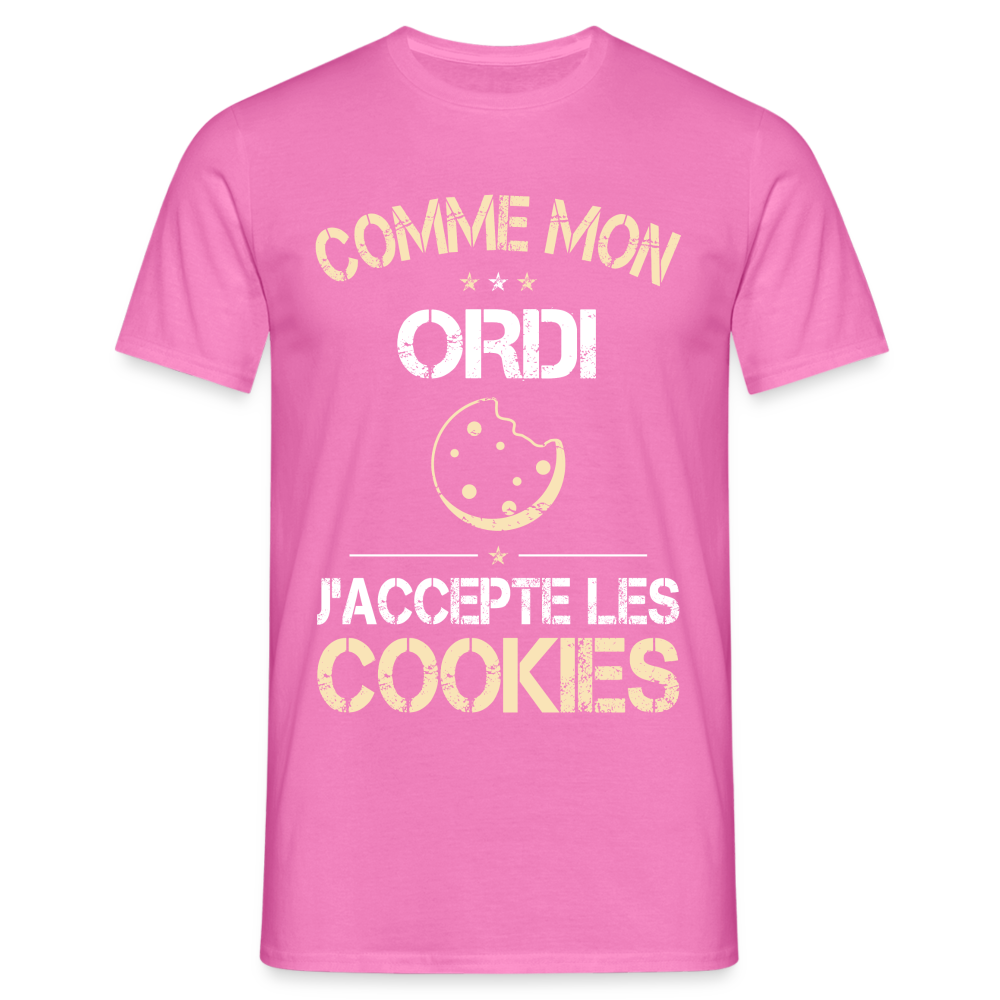 T-shirt Homme - Comme mon ordi j'accepte les cookies - rose