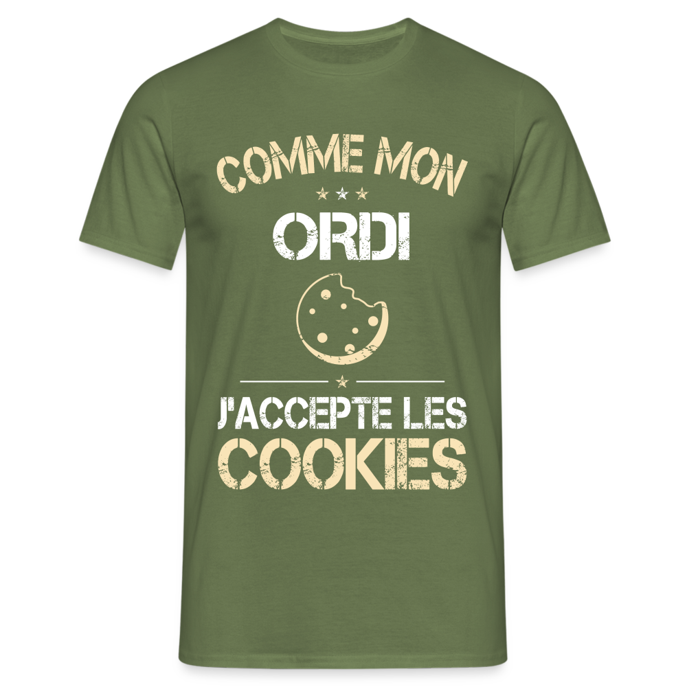 T-shirt Homme - Comme mon ordi j'accepte les cookies - vert militaire