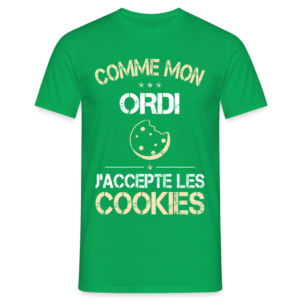 T-shirt Homme - Comme mon ordi j'accepte les cookies - vert