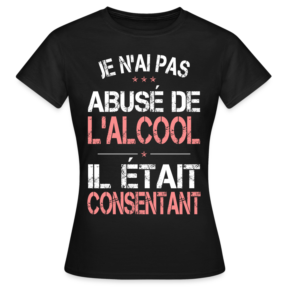 T-shirt Femme - Je n'ai pas abusé de l'alcool - noir