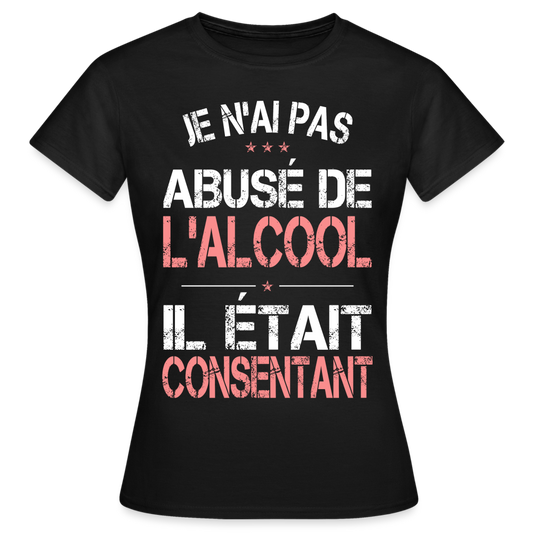 T-shirt Femme - Je n'ai pas abusé de l'alcool - noir