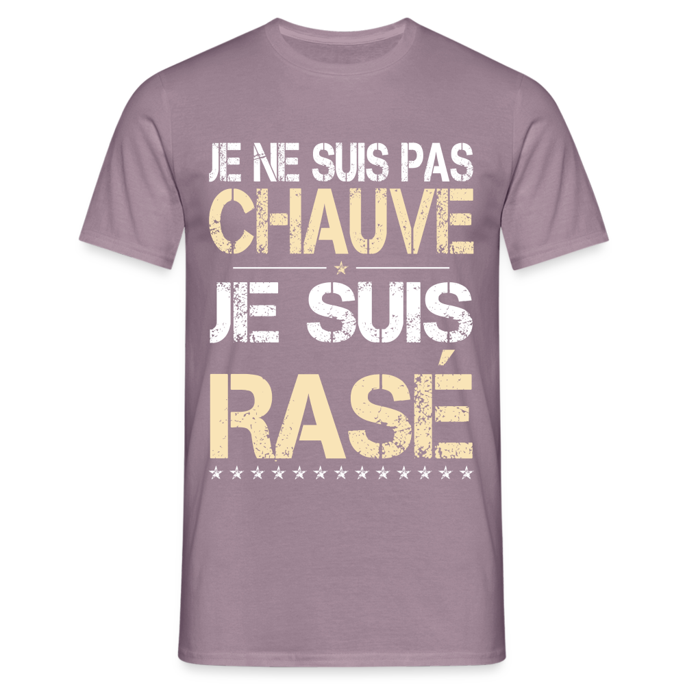 T-shirt Homme -  Je ne suis pas chauve - Cadeau Humour - mauve gris 