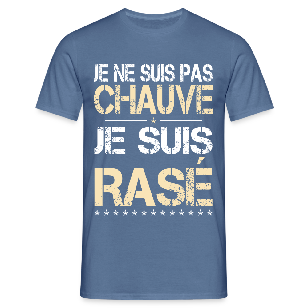 T-shirt Homme -  Je ne suis pas chauve - Cadeau Humour - bleu pigeon 