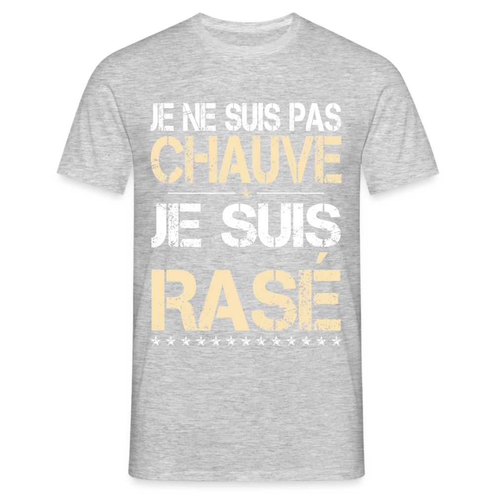 T-shirt Homme -  Je ne suis pas chauve - Cadeau Humour - gris chiné